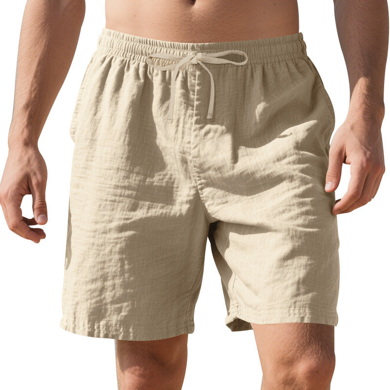 Pantalones cortos casuales de verano de lino fino para playa para hombre