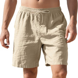 Pantalones cortos casuales de verano de lino fino para playa para hombre