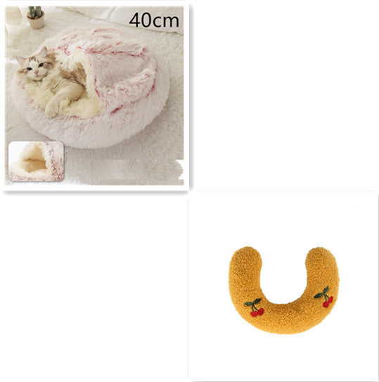 Cama 2 en 1 para perros y gatos, cálida y redonda de felpa, para invierno, suave y larga, ideal para mascotas.