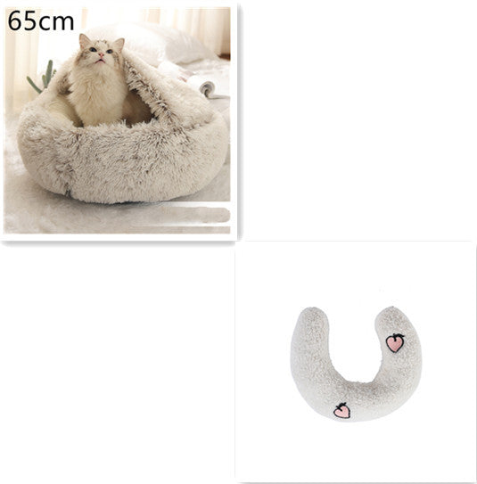 Cama 2 en 1 para perros y gatos, cálida y redonda de felpa, para invierno, suave y larga, ideal para mascotas.