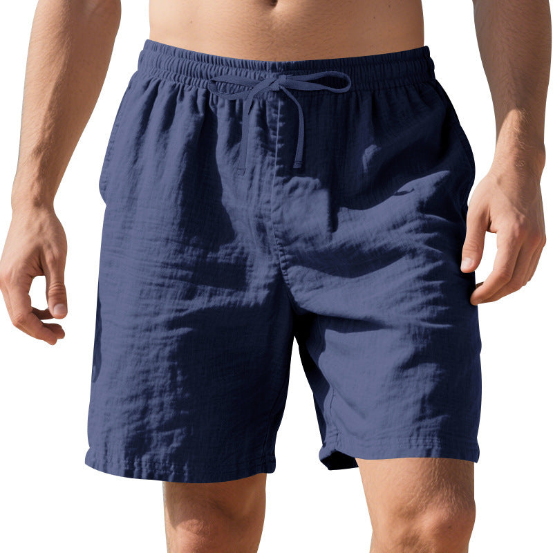 Pantalones cortos casuales de verano de lino fino para playa para hombre