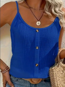 Camisola de color sólido vibrante: diseño elegante sin mangas, tejido transpirable, perfecta para primavera y verano, ropa informal para mujer, ideal para actividades al aire libre, uso diario y vacaciones.