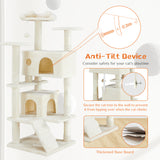 Casa de árbol multifuncional para gatos, estructura de escalada, zona de descanso y recreación, juguete desmontable, 137 cm, azul oscuro