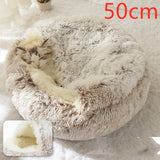 Cama 2 en 1 para perros y gatos, cálida y redonda de felpa, para invierno, suave y larga, ideal para mascotas.
