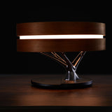 Lámpara de cama con altavoz Bluetooth, música inteligente, redonda, WiFi, árbol de luz LED circular, carga inalámbrica para sala de estar