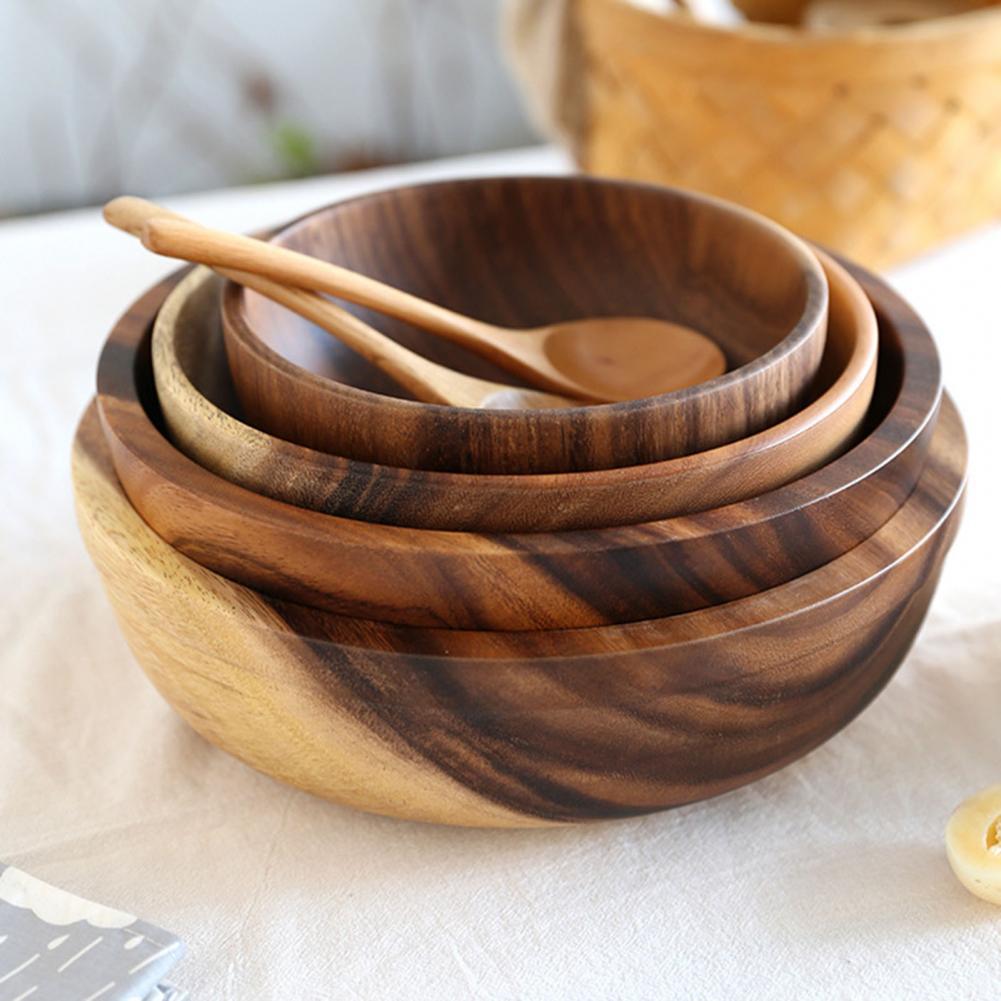 Cuenco de madera natural para cocina, frutero, ensaladera para el hogar, restaurante, recipiente para alimentos, utensilios de madera, tenga en cuenta el tamaño.
