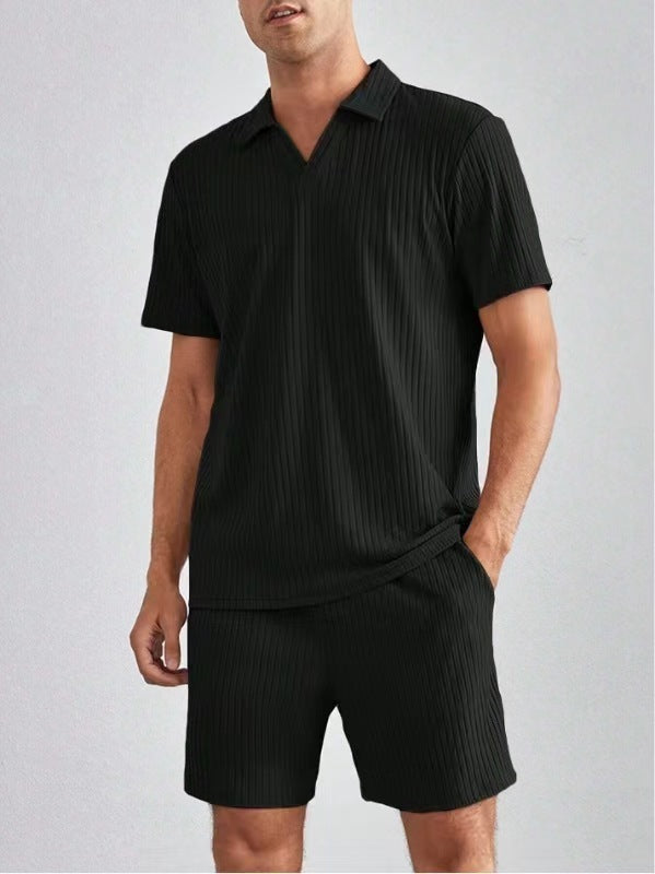 Conjunto de dos piezas de camisa polo de manga corta y pantalones cortos para hombre