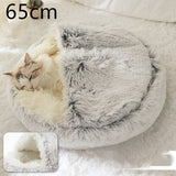 Cama 2 en 1 para perros y gatos, cálida y redonda de felpa, para invierno, suave y larga, ideal para mascotas.