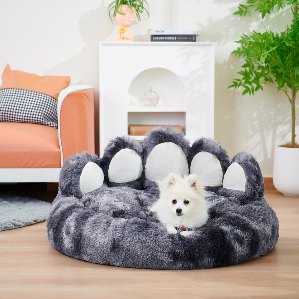 Bonita cama con forma de pata de oso, camas y muebles para perros pequeños y medianos, acogedoras y afelpadas camas para gatos de interior.
