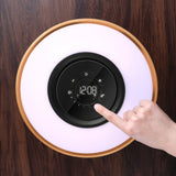 Lámpara de cama con altavoz Bluetooth, música inteligente, redonda, WiFi, árbol de luz LED circular, carga inalámbrica para sala de estar