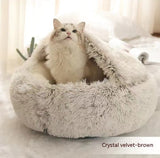 Cama 2 en 1 para perros y gatos, cálida y redonda de felpa, para invierno, suave y larga, ideal para mascotas.