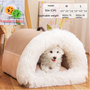 Nuevo nido portátil para mascotas, cálido y resistente a la humedad, para otoño e invierno, para gatos de pelo largo, con borde cruzado.