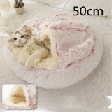 Cama 2 en 1 para perros y gatos, cálida y redonda de felpa, para invierno, suave y larga, ideal para mascotas.