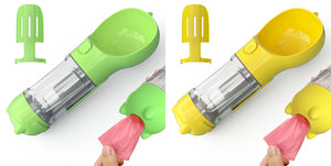 Botella de agua para mascotas, comedero, bolsa de basura, almacenamiento, portátil, para viajes al aire libre, 3 en 1