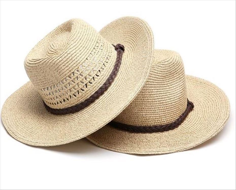 Sombrero de paja de ala grande plegable para exteriores de verano para hombre