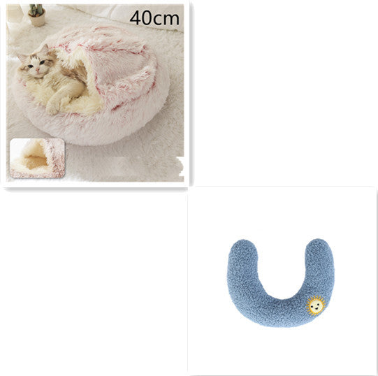Cama 2 en 1 para perros y gatos, cálida y redonda de felpa, para invierno, suave y larga, ideal para mascotas.