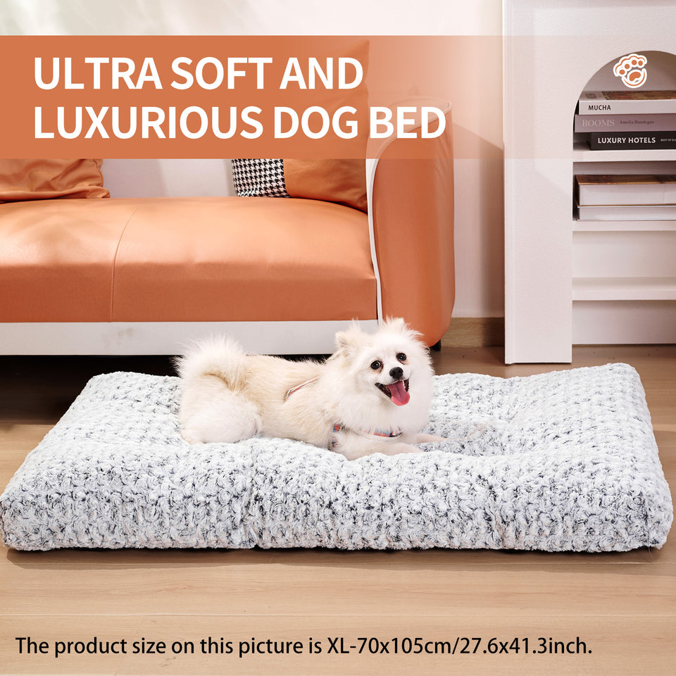 Almohadilla de cama para jaula de perro, terciopelo rosa, para perros pequeños, medianos y grandes, de felpa suave y circular, para dormir.