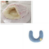 Cama 2 en 1 para perros y gatos, cálida y redonda de felpa, para invierno, suave y larga, ideal para mascotas.
