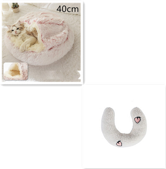 Cama 2 en 1 para perros y gatos, cálida y redonda de felpa, para invierno, suave y larga, ideal para mascotas.