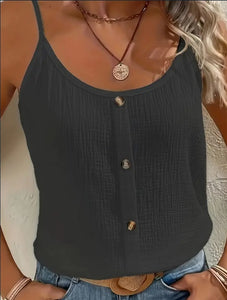 Camisola de color sólido vibrante: diseño elegante sin mangas, tejido transpirable, perfecta para primavera y verano, ropa informal para mujer, ideal para actividades al aire libre, uso diario y vacaciones.