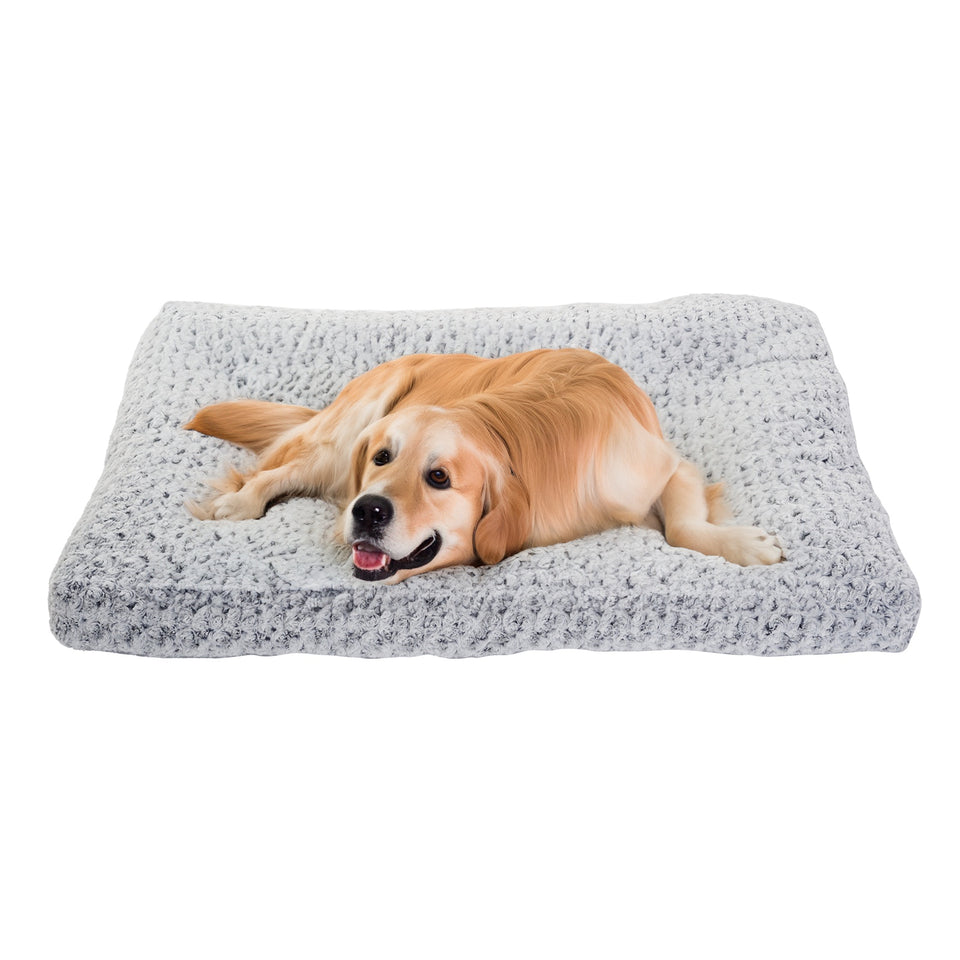 Almohadilla de cama para jaula de perro, terciopelo rosa, para perros pequeños, medianos y grandes, de felpa suave y circular, para dormir.