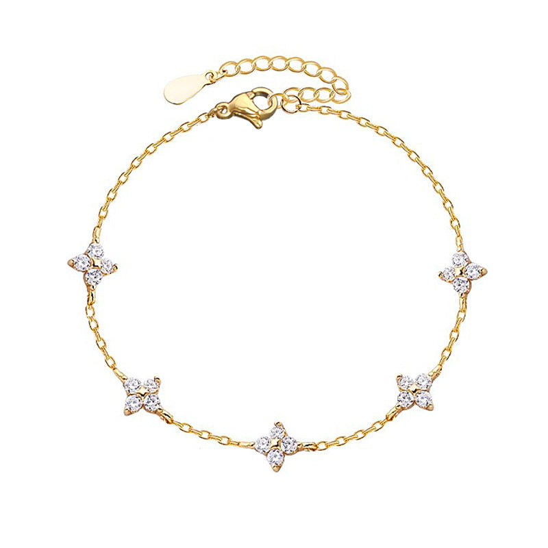 Pulsera de lujo con flores de cielo estrellado y luz francesa