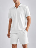 Conjunto de dos piezas de camisa polo de manga corta y pantalones cortos para hombre