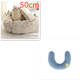 Cama 2 en 1 para perros y gatos, cálida y redonda de felpa, para invierno, suave y larga, ideal para mascotas.