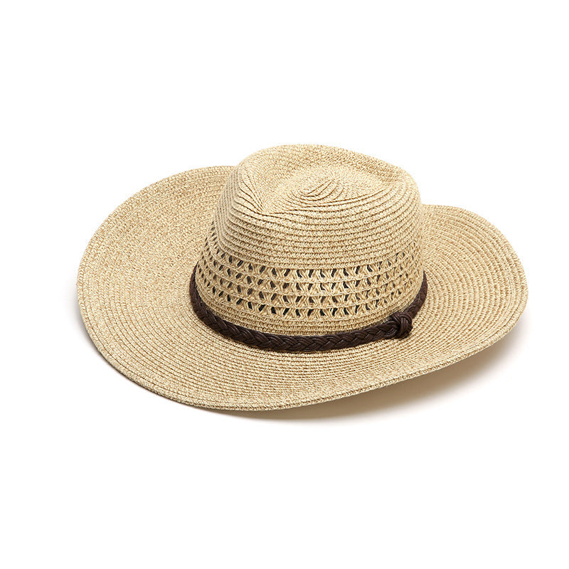 Sombrero de paja de ala grande plegable para exteriores de verano para hombre