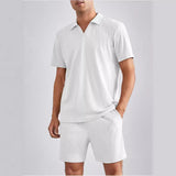 Conjunto de dos piezas de camisa polo de manga corta y pantalones cortos para hombre