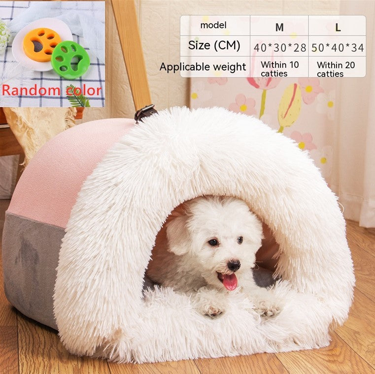 Nuevo nido portátil para mascotas, cálido y resistente a la humedad, para otoño e invierno, para gatos de pelo largo, con borde cruzado.