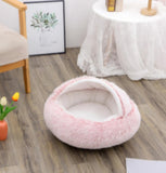 Cama 2 en 1 para perros y gatos, cálida y redonda de felpa, para invierno, suave y larga, ideal para mascotas.