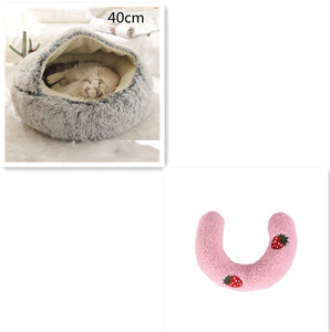 Cama 2 en 1 para perros y gatos, cálida y redonda de felpa, para invierno, suave y larga, ideal para mascotas.