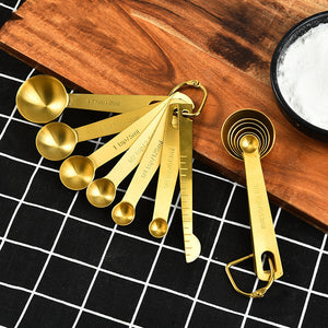 Útil taza medidora de acero inoxidable Cozinha, cucharas medidoras de café, té, oro