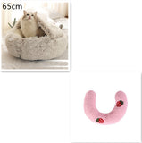 Cama 2 en 1 para perros y gatos, cálida y redonda de felpa, para invierno, suave y larga, ideal para mascotas.