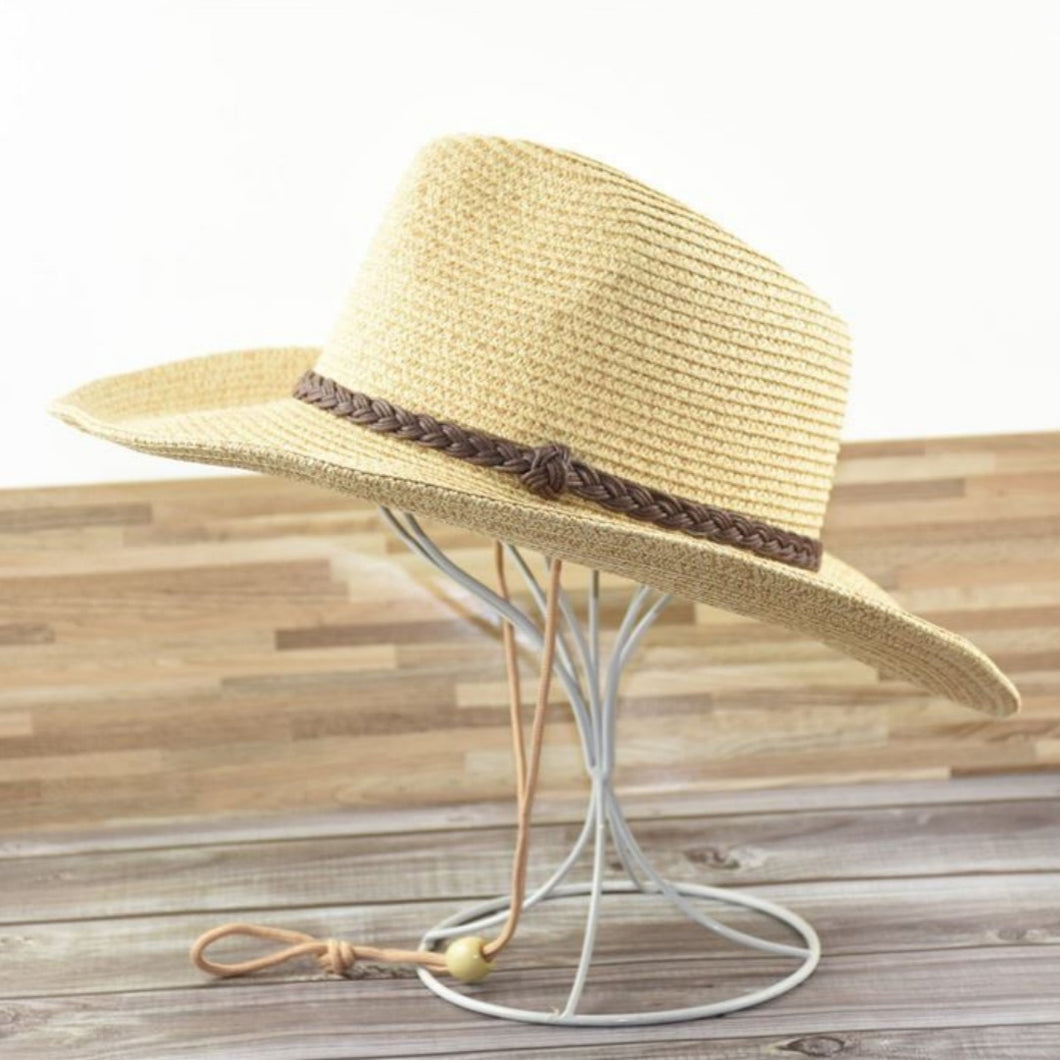 Sombrero de paja de ala grande plegable para exteriores de verano para hombre