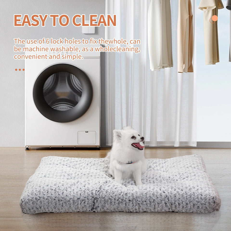 Almohadilla de cama para jaula de perro, terciopelo rosa, para perros pequeños, medianos y grandes, de felpa suave y circular, para dormir.