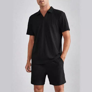 Conjunto de dos piezas de camisa polo de manga corta y pantalones cortos para hombre