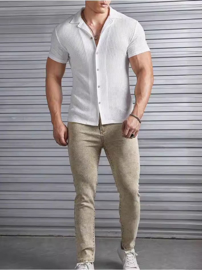 Camiseta informal de manga corta con diseño de golf para hombre, estilo europeo y americano.