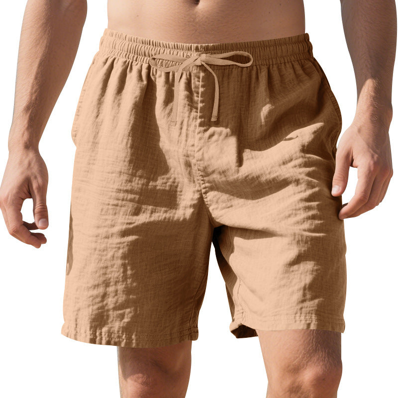 Pantalones cortos casuales de verano de lino fino para playa para hombre