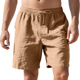 Pantalones cortos casuales de verano de lino fino para playa para hombre