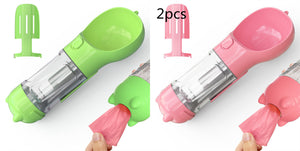 Botella de agua para mascotas, comedero, bolsa de basura, almacenamiento, portátil, para viajes al aire libre, 3 en 1