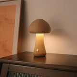 Lámpara de noche LED con forma de hongo de madera con interruptor táctil para mesita de noche, dormitorio infantil, decoración del hogar