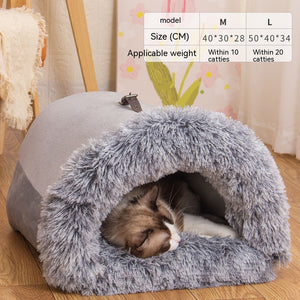 Nuevo nido portátil para mascotas, cálido y resistente a la humedad, para otoño e invierno, para gatos de pelo largo, con borde cruzado.