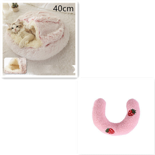 Cama 2 en 1 para perros y gatos, cálida y redonda de felpa, para invierno, suave y larga, ideal para mascotas.